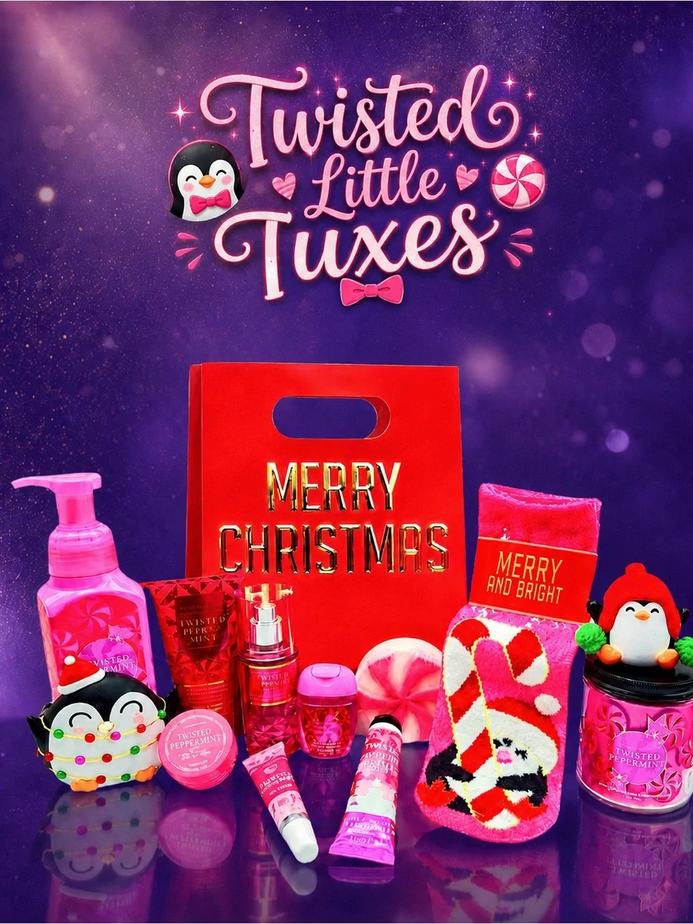 Bath & Body Works Twisted Little Tuxes Peppermint Penguin 13-Pc Set